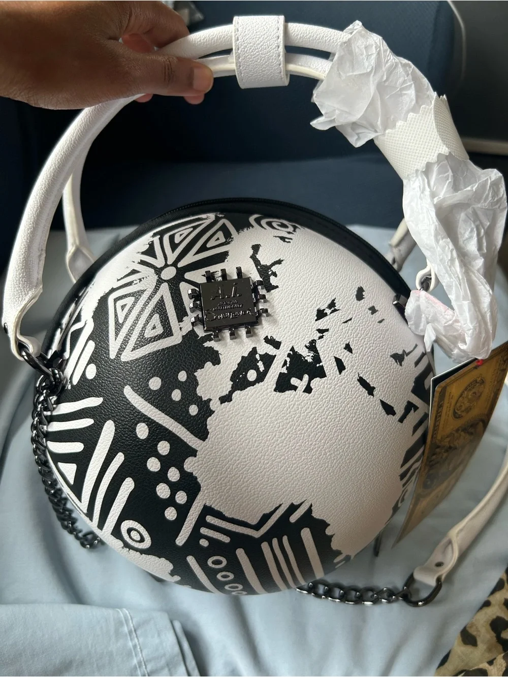 NWT Sprayground x Sandflower AI African Intelligence Round Black & White Bag